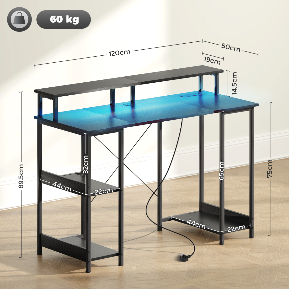 HOMCOM Computer Desk Reversible Home Office Desk with Storage Black