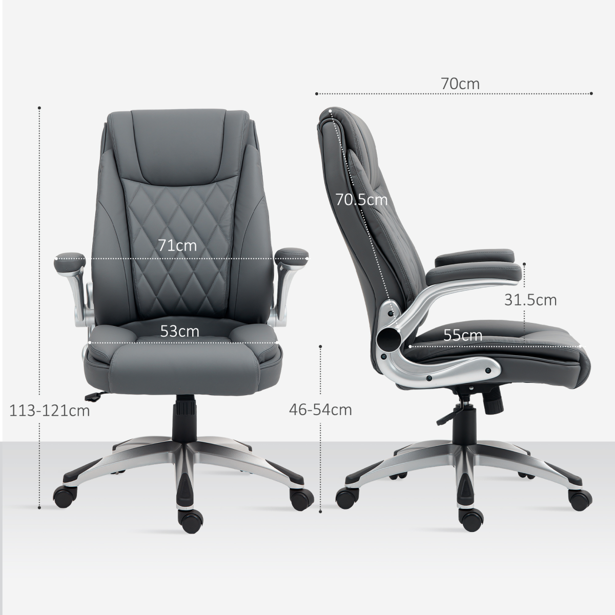 Vinsetto High Back Executive Office Chair Home Swivel Dark Grey