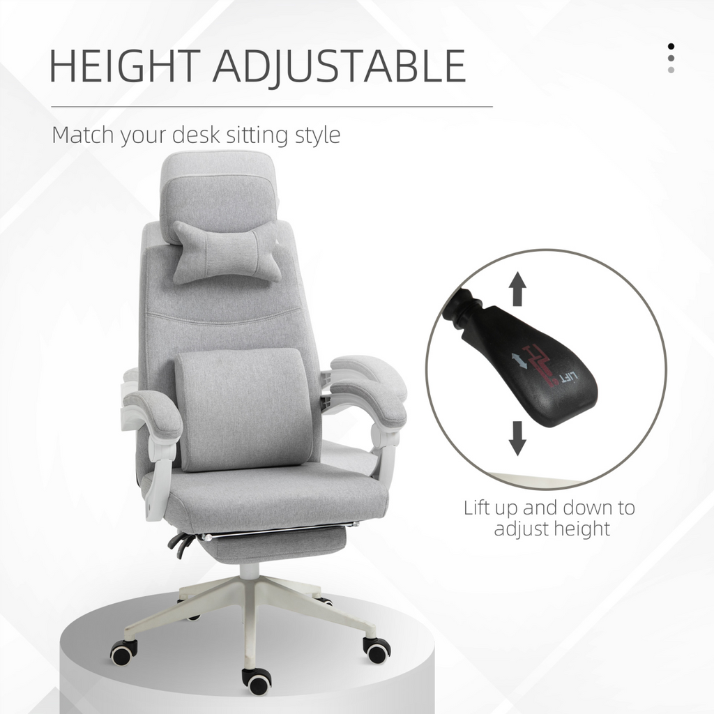Ergonomic Home Office Chair 360 Swivel with Footrest Height Adjustable Grey