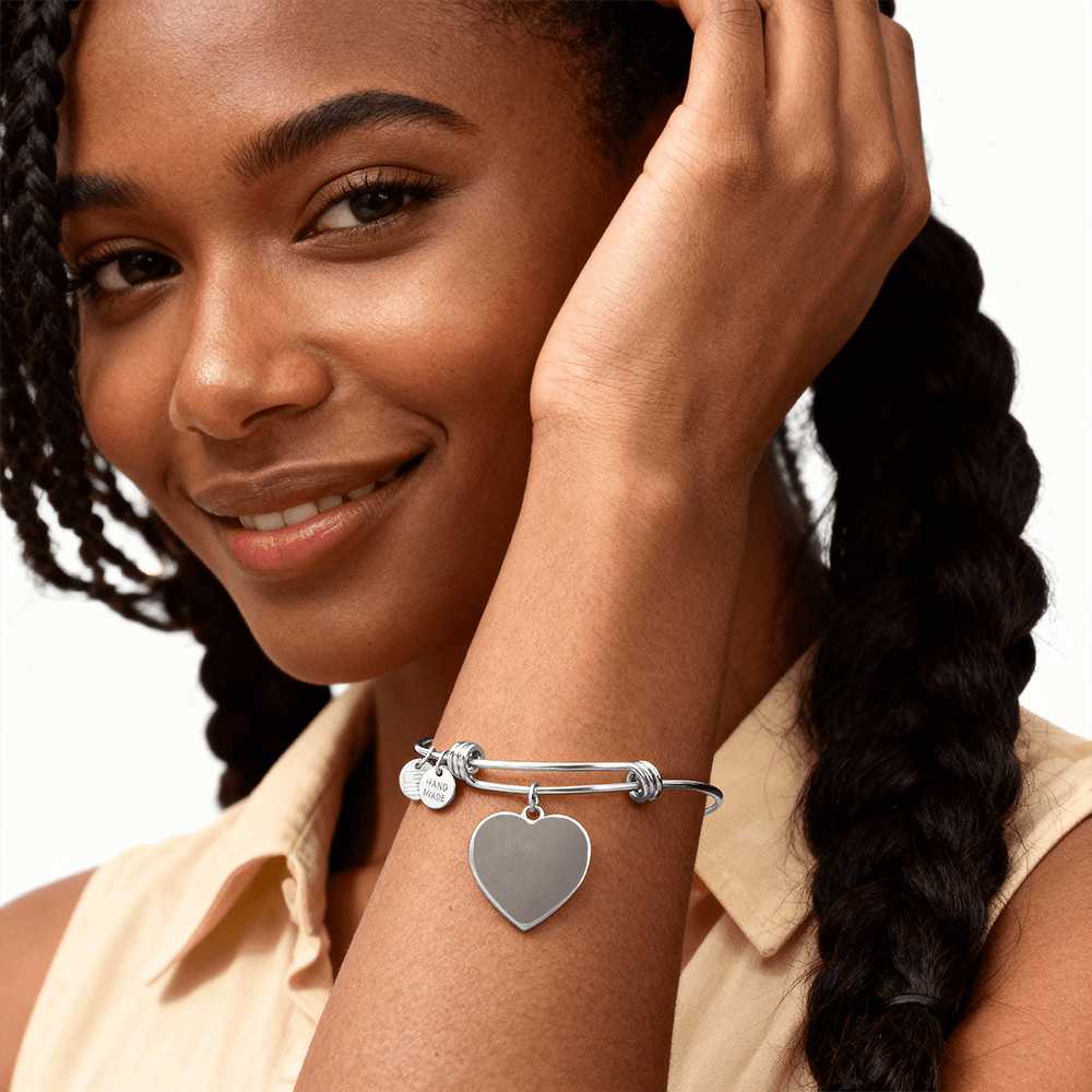 Engraved Heart Bangle – Personalised Stainless Steel & Gold