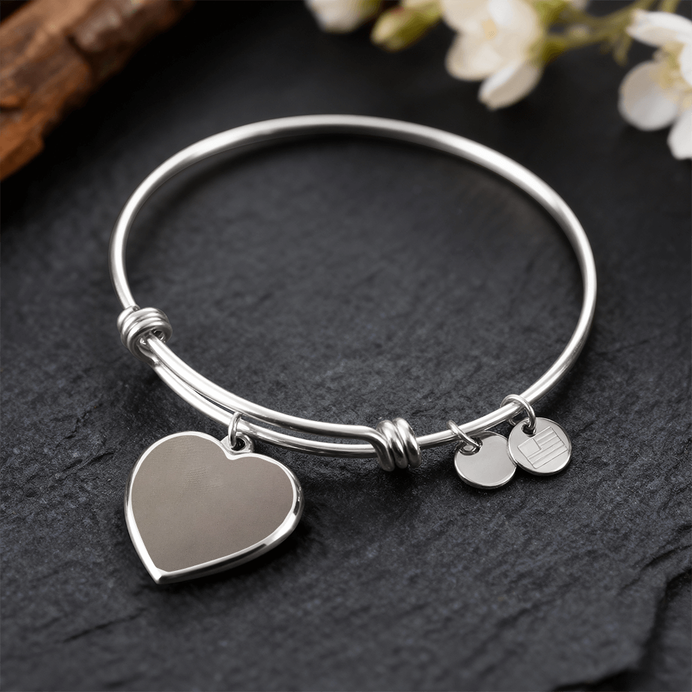 Engraved Heart Bangle – Personalised Stainless Steel & Gold