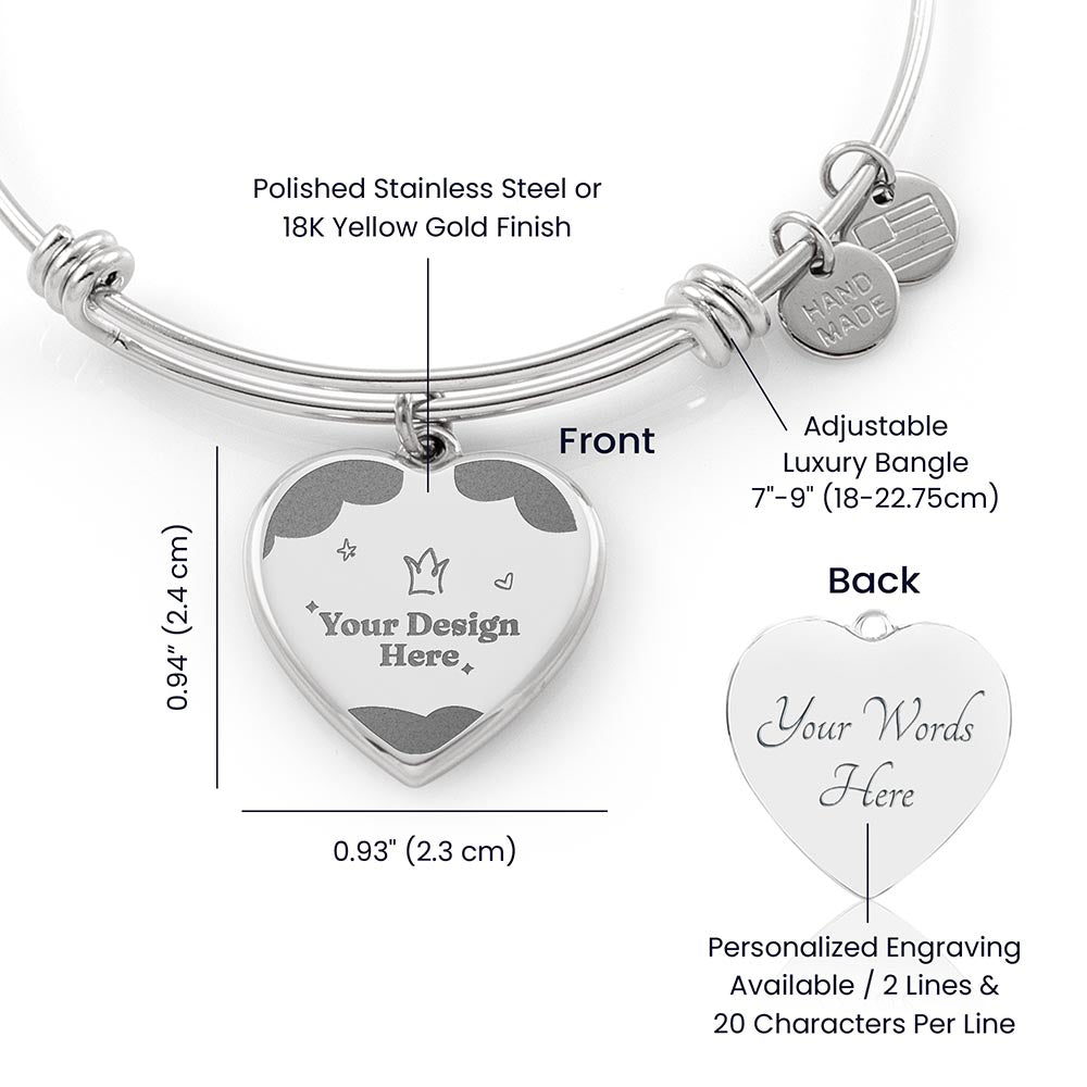 Engraved Heart Bangle – Personalised Stainless Steel & Gold