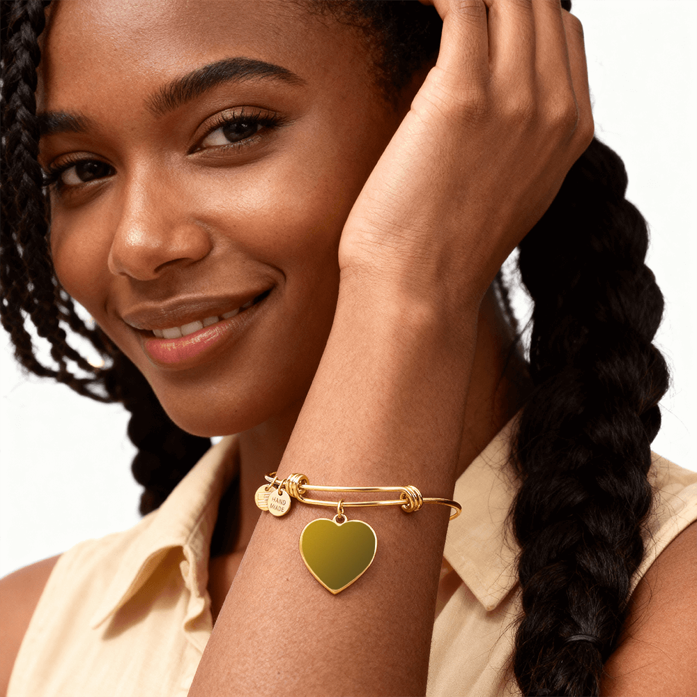 Engraved Heart Bangle – Personalised Stainless Steel & Gold