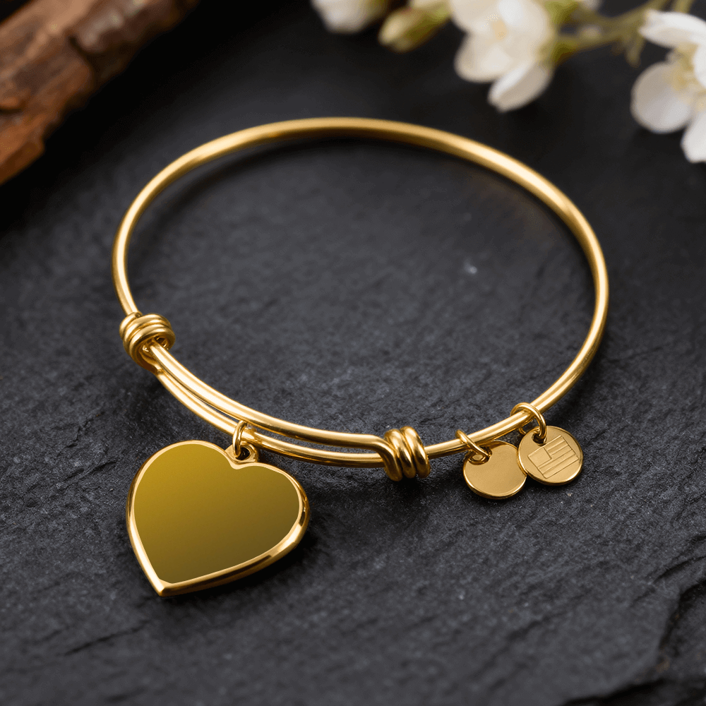 Engraved Heart Bangle – Personalised Stainless Steel & Gold