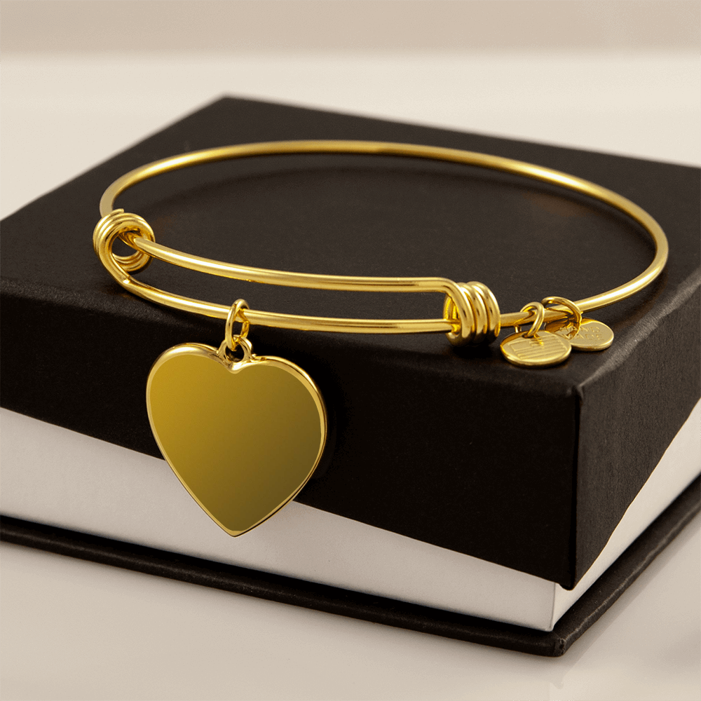 Engraved Heart Bangle – Personalised Stainless Steel & Gold