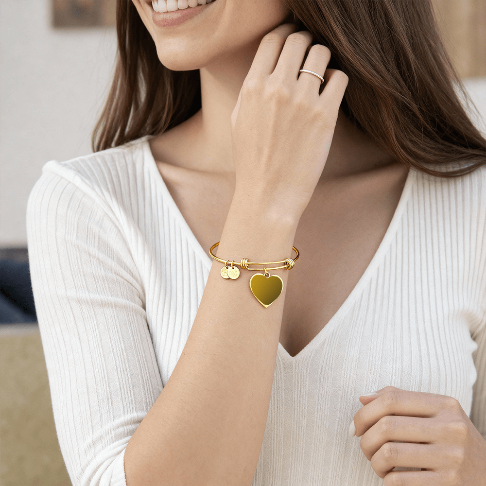 Engraved Heart Bangle – Personalised Stainless Steel & Gold