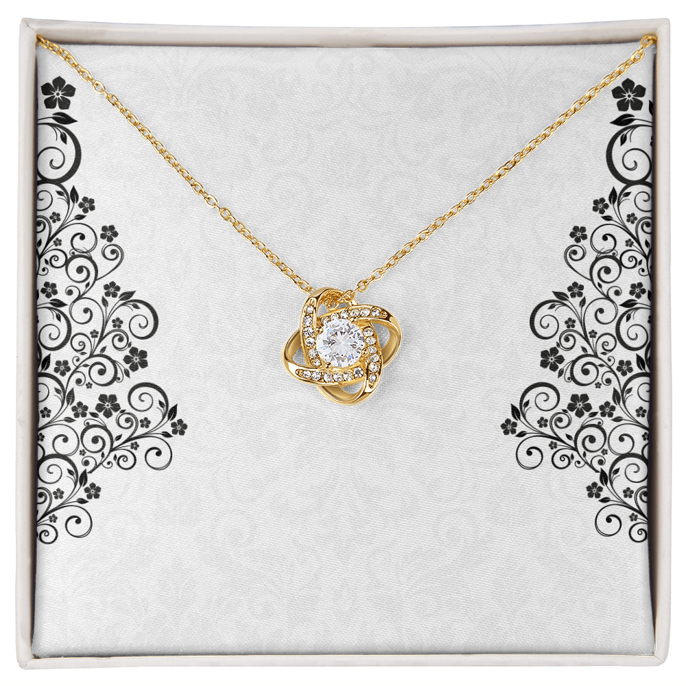 Love Knot Necklace – Sterling Silver & Gold, Crystal Pendant