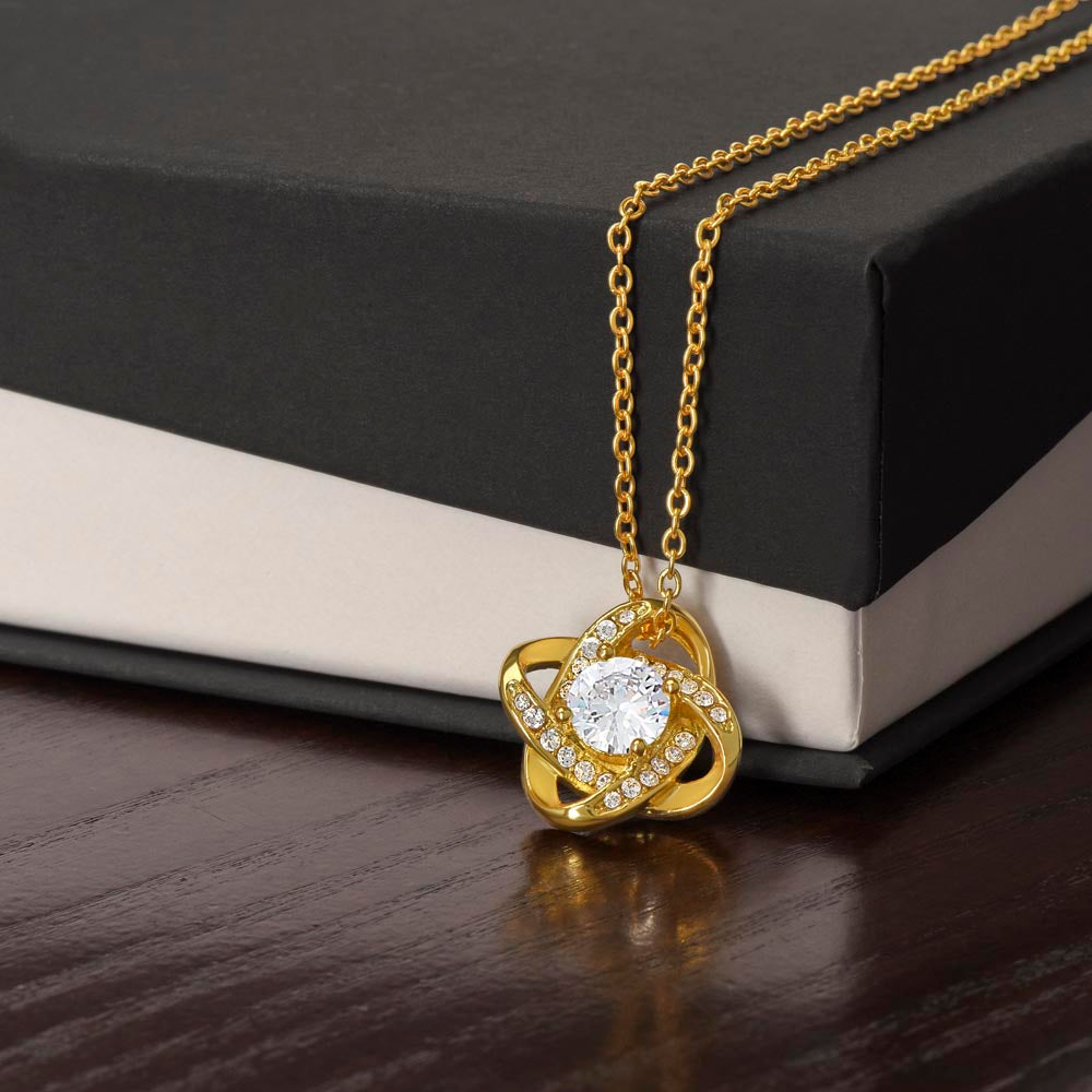 Love Knot Necklace – Sterling Silver & Gold, Crystal Pendant