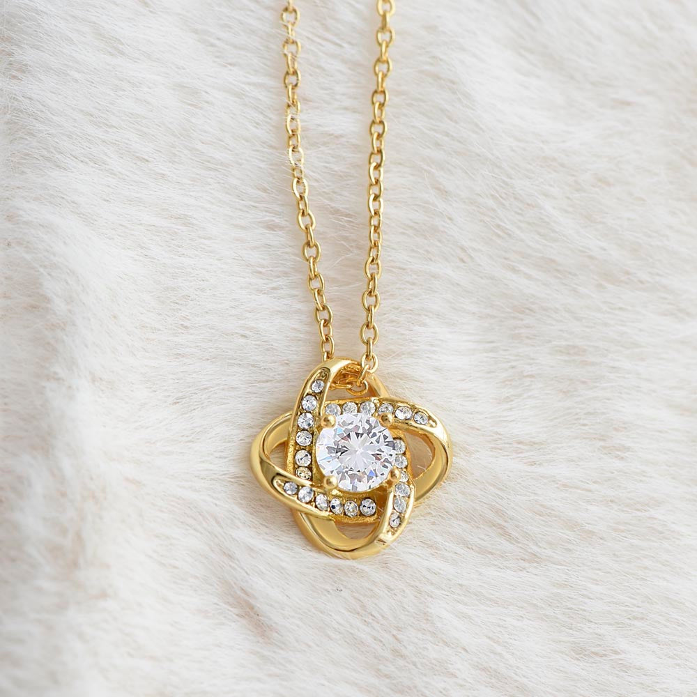Love Knot Necklace – Sterling Silver & Gold, Crystal Pendant