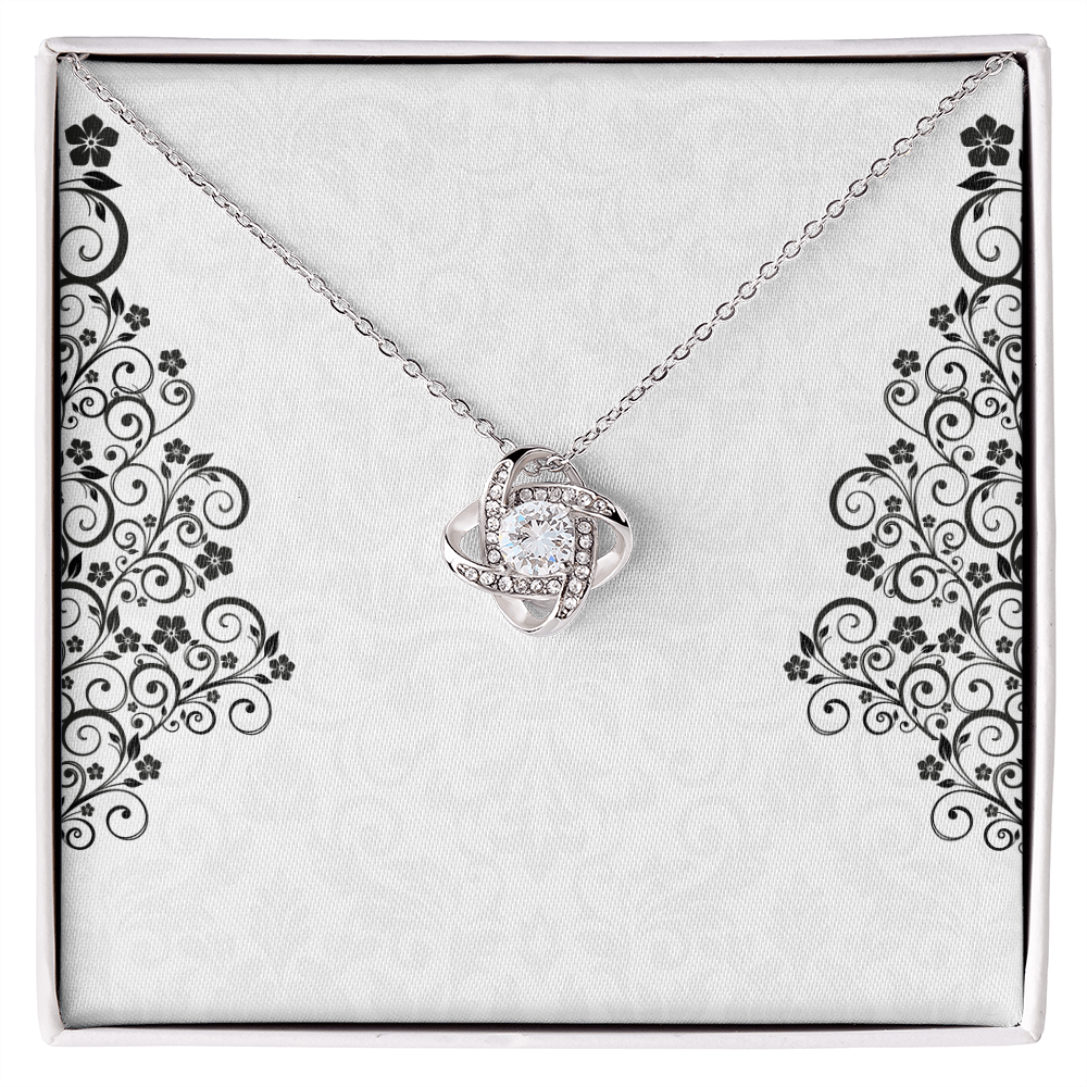 Love Knot Necklace – Sterling Silver & Gold, Crystal Pendant