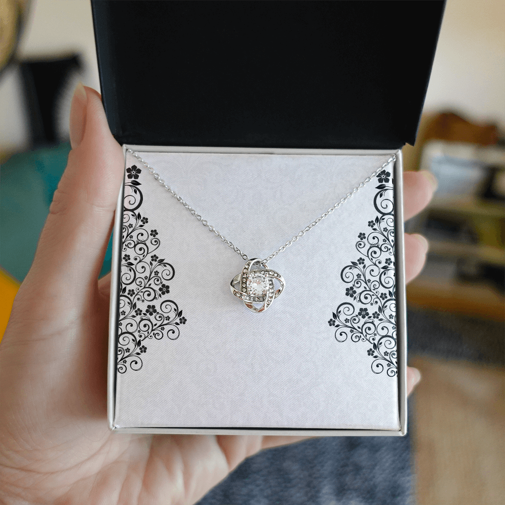 Love Knot Necklace – Sterling Silver & Gold, Crystal Pendant
