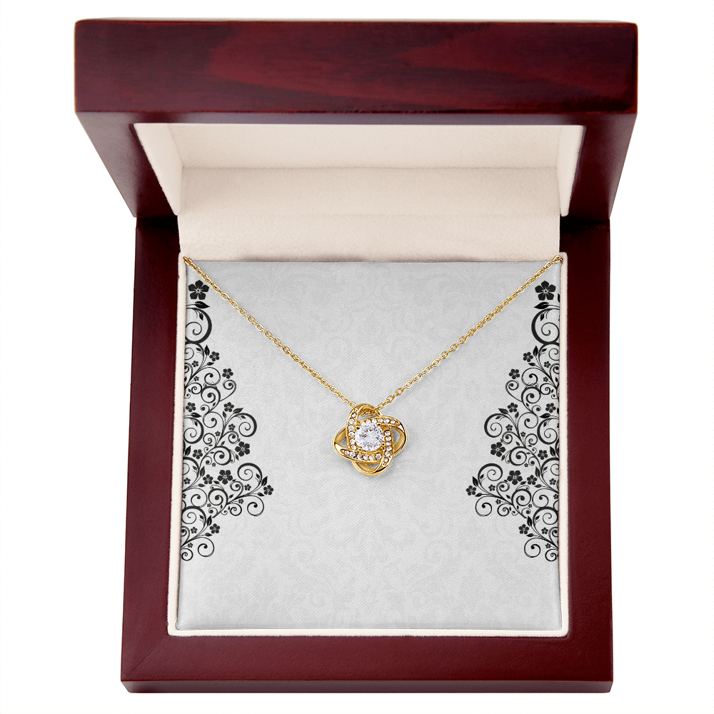Love Knot Necklace – Sterling Silver & Gold, Crystal Pendant