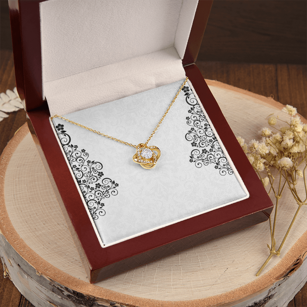 Love Knot Necklace – Sterling Silver & Gold, Crystal Pendant