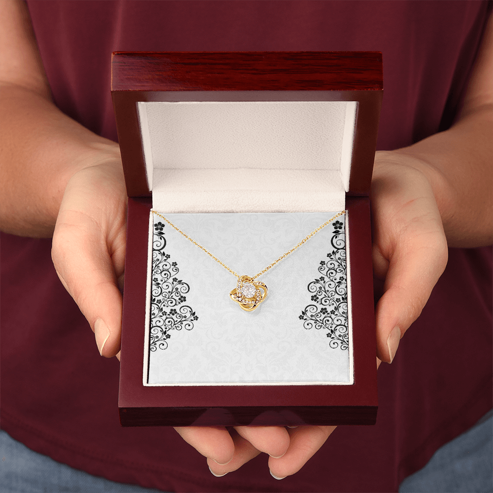 Love Knot Necklace – Sterling Silver & Gold, Crystal Pendant