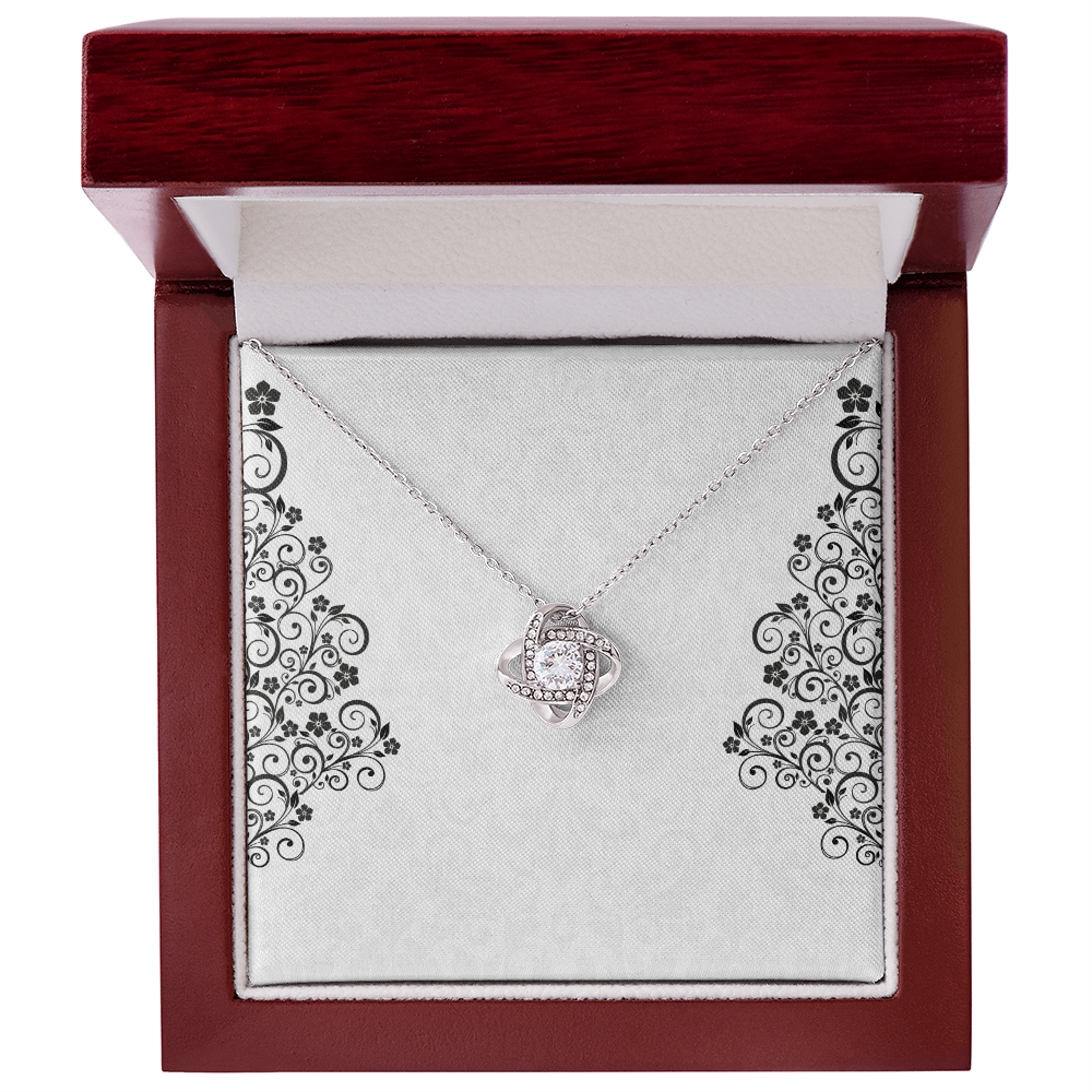 Love Knot Necklace – Sterling Silver & Gold, Crystal Pendant
