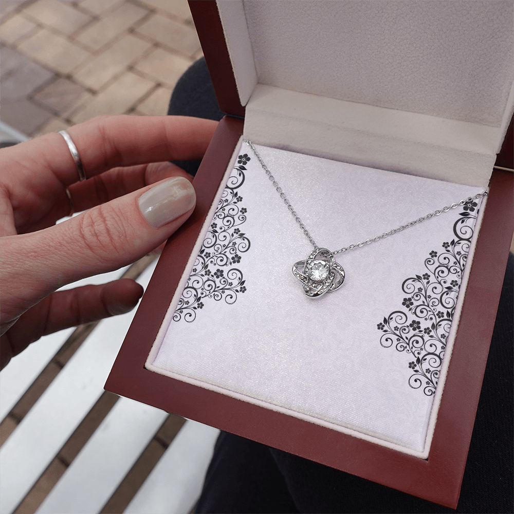 Love Knot Necklace – Sterling Silver & Gold, Crystal Pendant