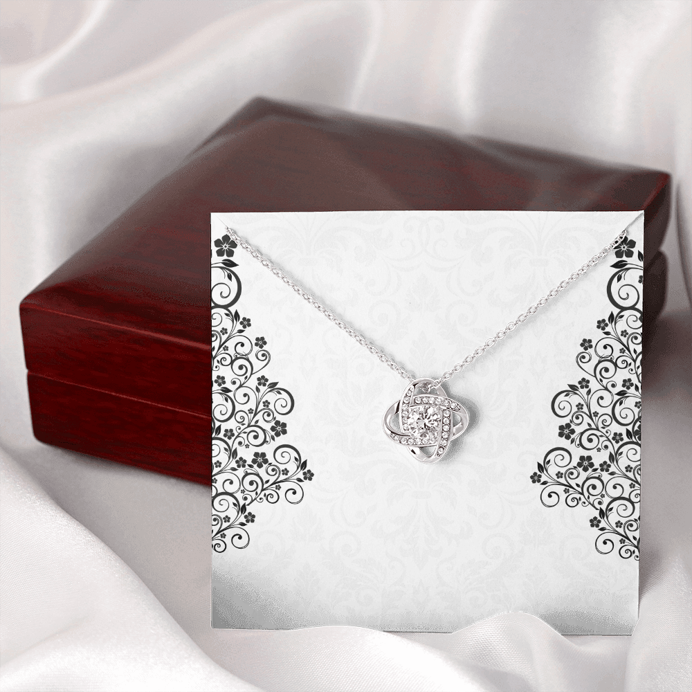 Love Knot Necklace – Sterling Silver & Gold, Crystal Pendant