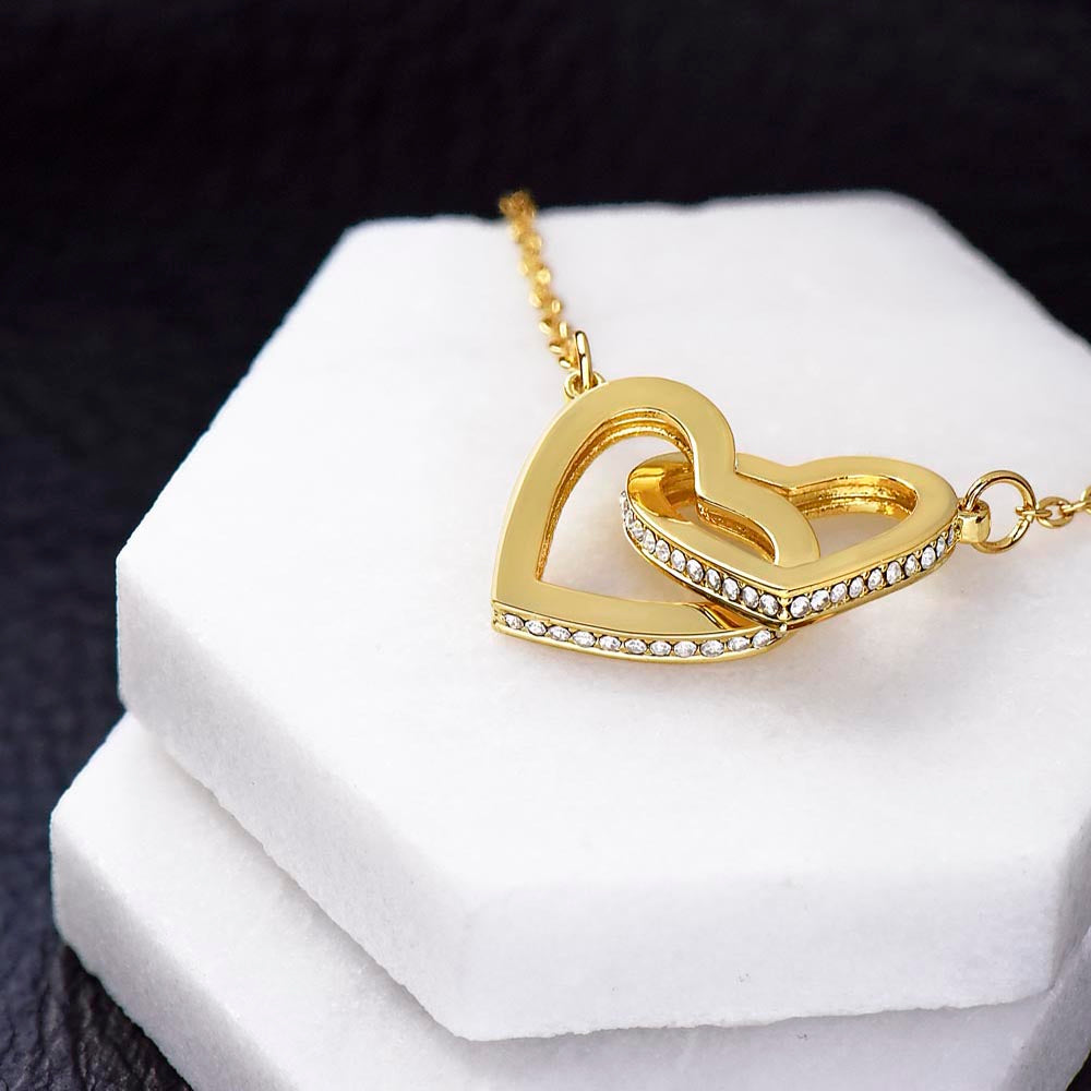 Interlocking Hearts Necklace – White & Yellow Gold