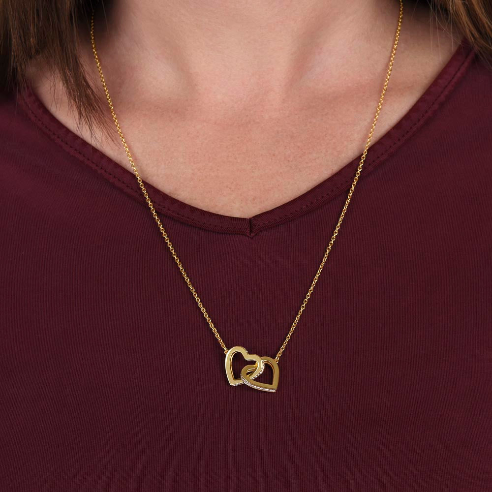 Interlocking Hearts Necklace – White & Yellow Gold