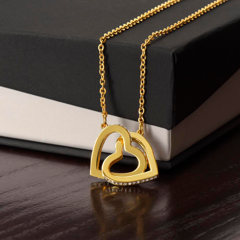 Interlocking Hearts Necklace – White & Yellow Gold