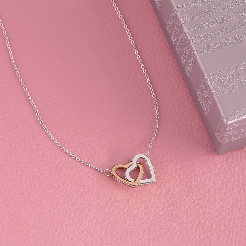 Interlocking Hearts Necklace – White & Yellow Gold