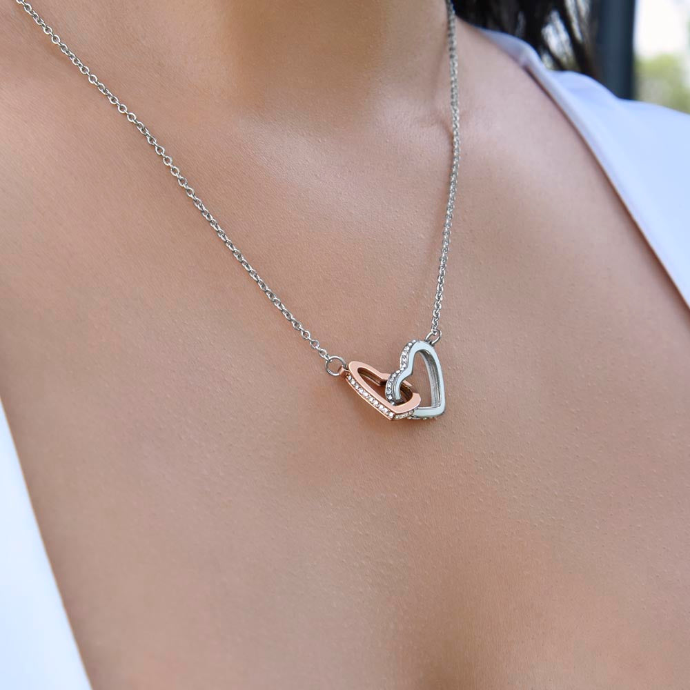 Interlocking Hearts Necklace – White & Yellow Gold