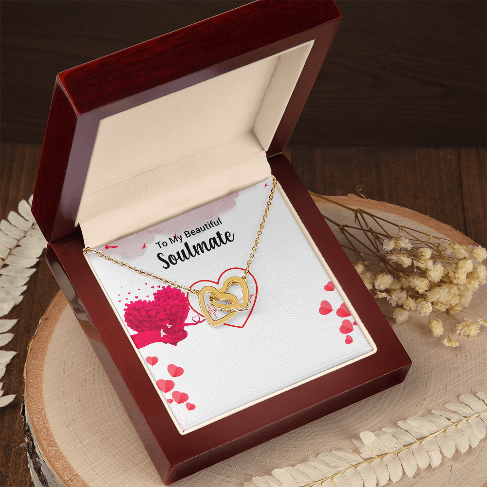 Interlocking Hearts Necklace – White & Yellow Gold