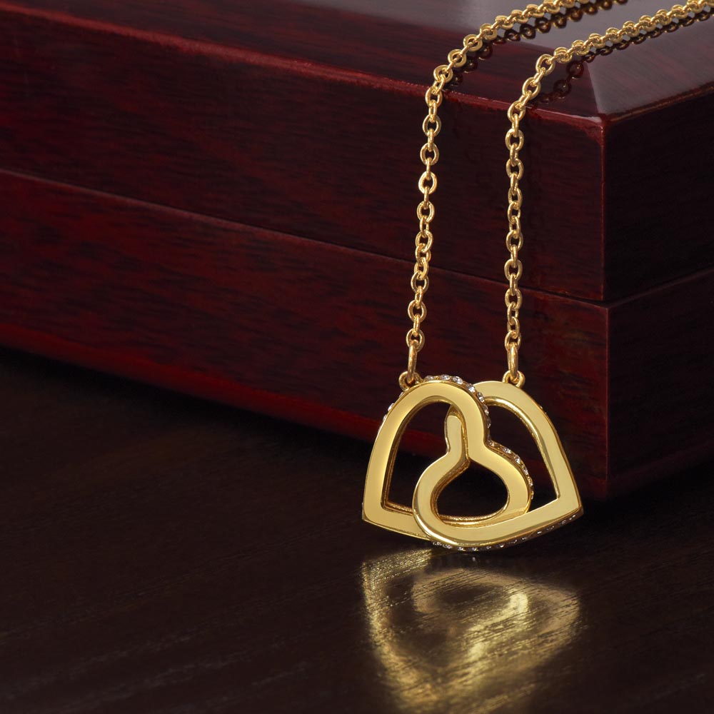 Interlocking Hearts Necklace – White & Yellow Gold