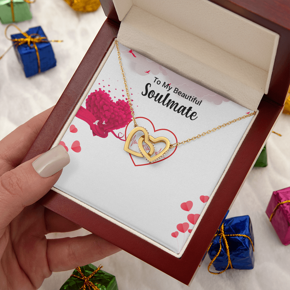 Interlocking Hearts Necklace – White & Yellow Gold