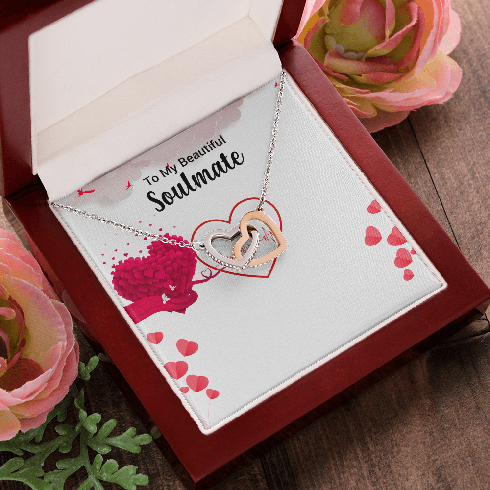Interlocking Hearts Necklace – White & Yellow Gold