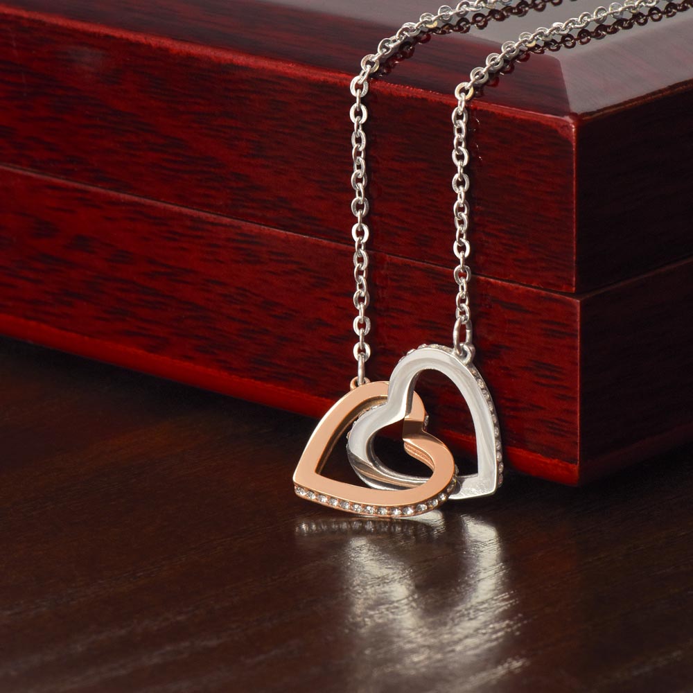 Interlocking Hearts Necklace – White & Yellow Gold