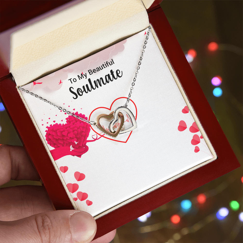 Interlocking Hearts Necklace – White & Yellow Gold