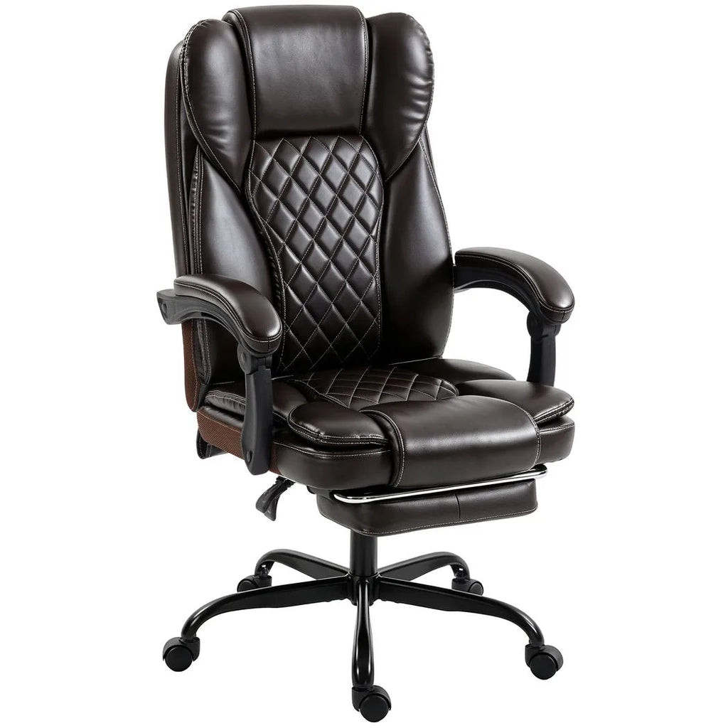 HOMCOM Executive Home Office Chair Reclining Function Footrest Computer Desk Chair High Back, Brown