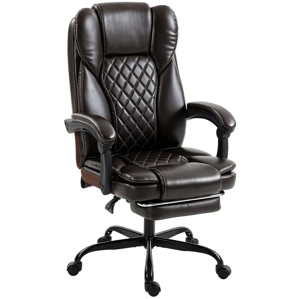 HOMCOM Executive Home Office Chair Reclining Function Footrest Computer Desk Chair High Back, Brown