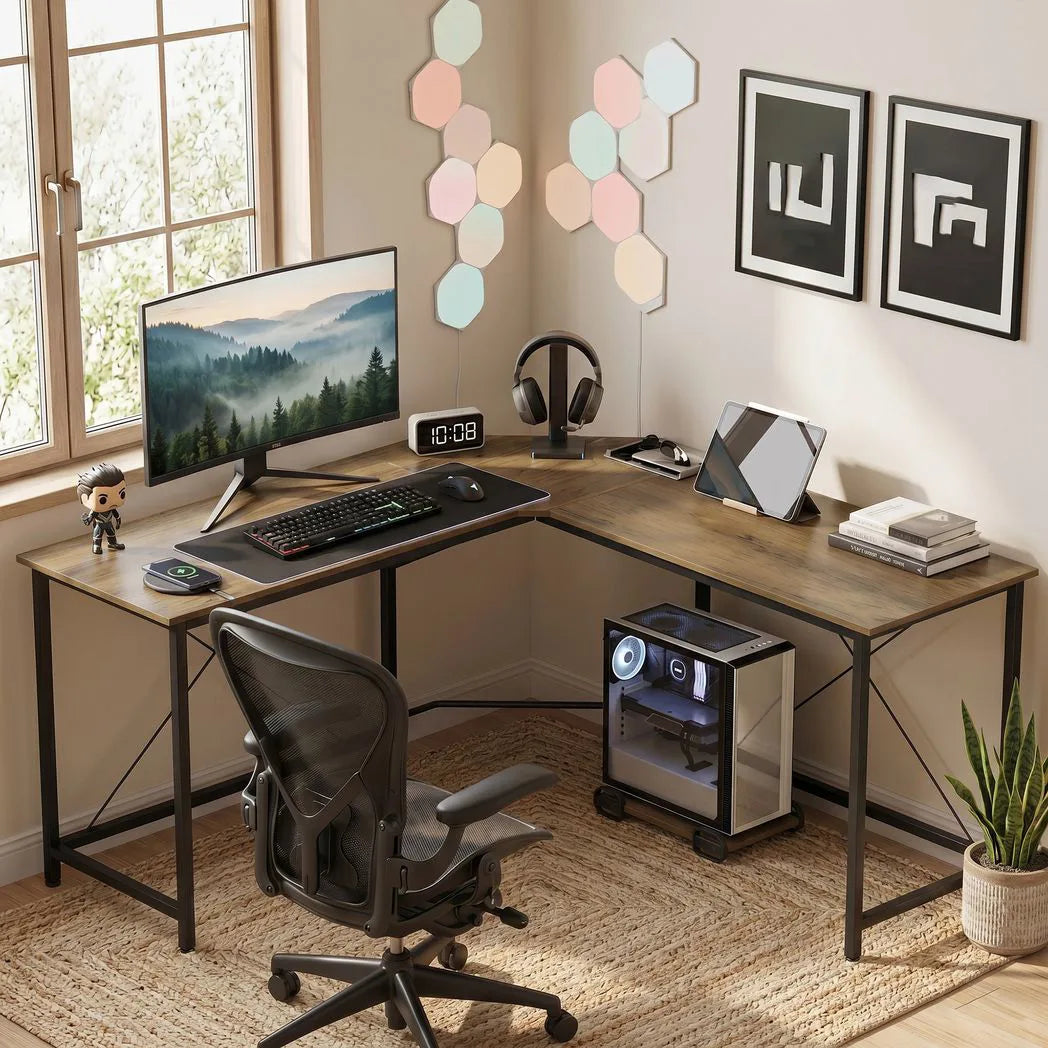 HOMCOM Corner L-Shape Computer Desk PC Workstation Writing Gaming Table Home Office