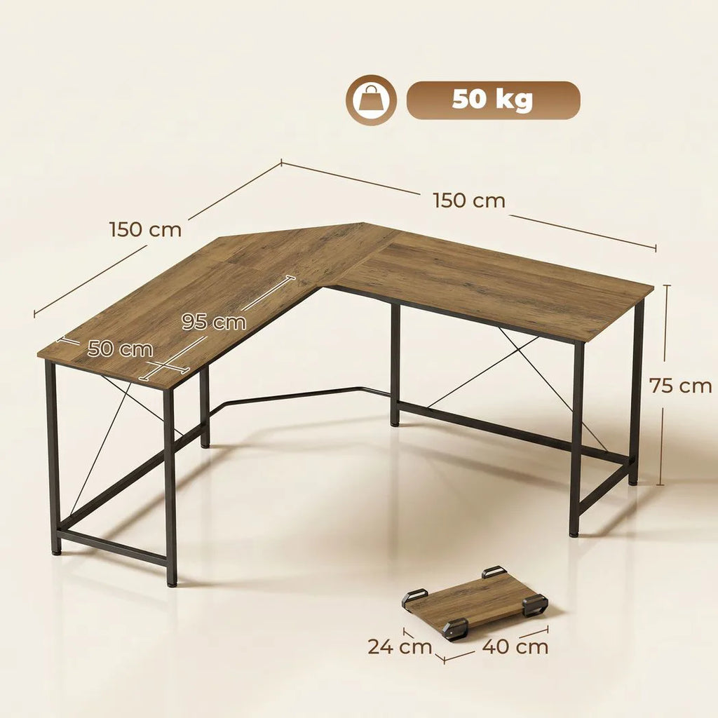 HOMCOM Corner L-Shape Computer Desk PC Workstation Writing Gaming Table Home Office