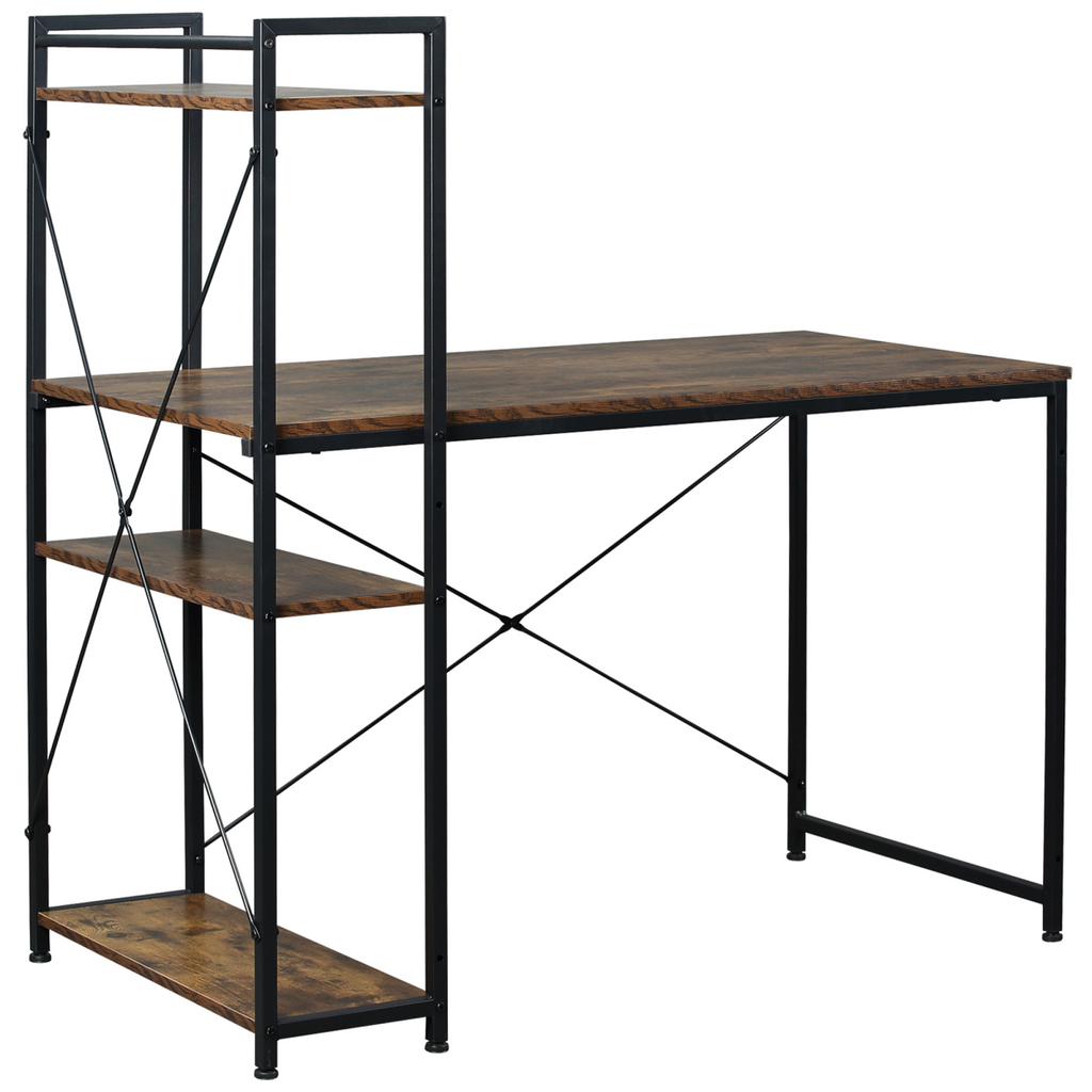 Computer Desk PC Table Study Workstation Home Office 4-tier Bookshelf Storage