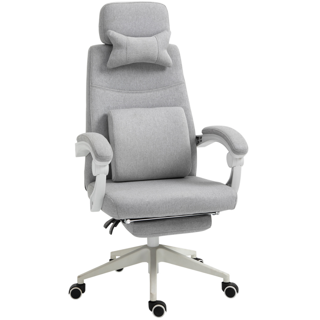 Ergonomic Home Office Chair 360 Swivel with Footrest Height Adjustable Grey