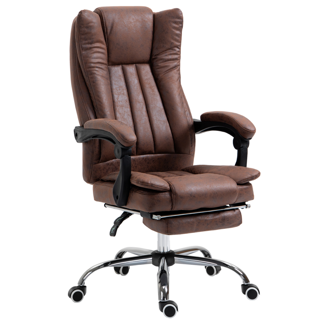 Executive Office Chair Computer Swivel Chair for Home with Arm, Footrest, Brown